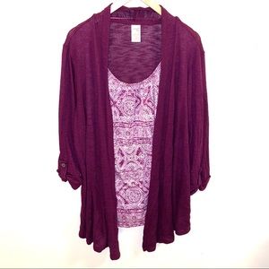 Terra and Sky Top Cardigan and Tank Set Size 2X